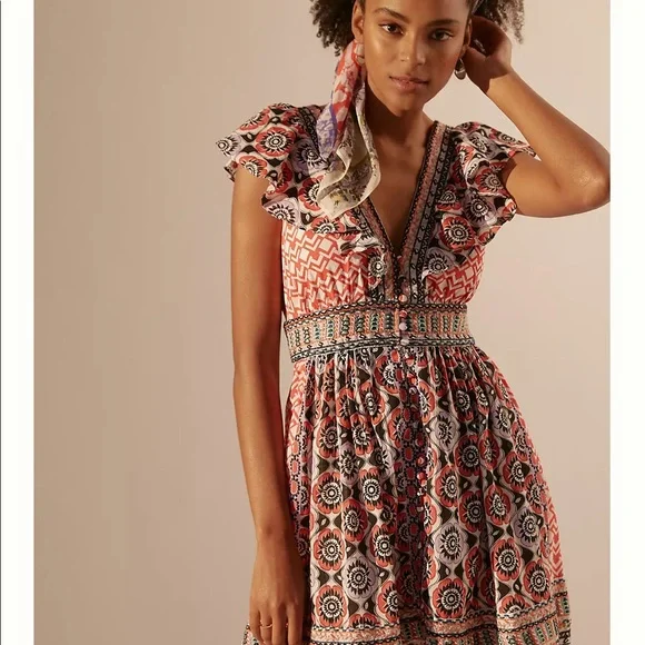 green emerald velvet dress Blue Embroidered Flutter Sleeve Midi Dress